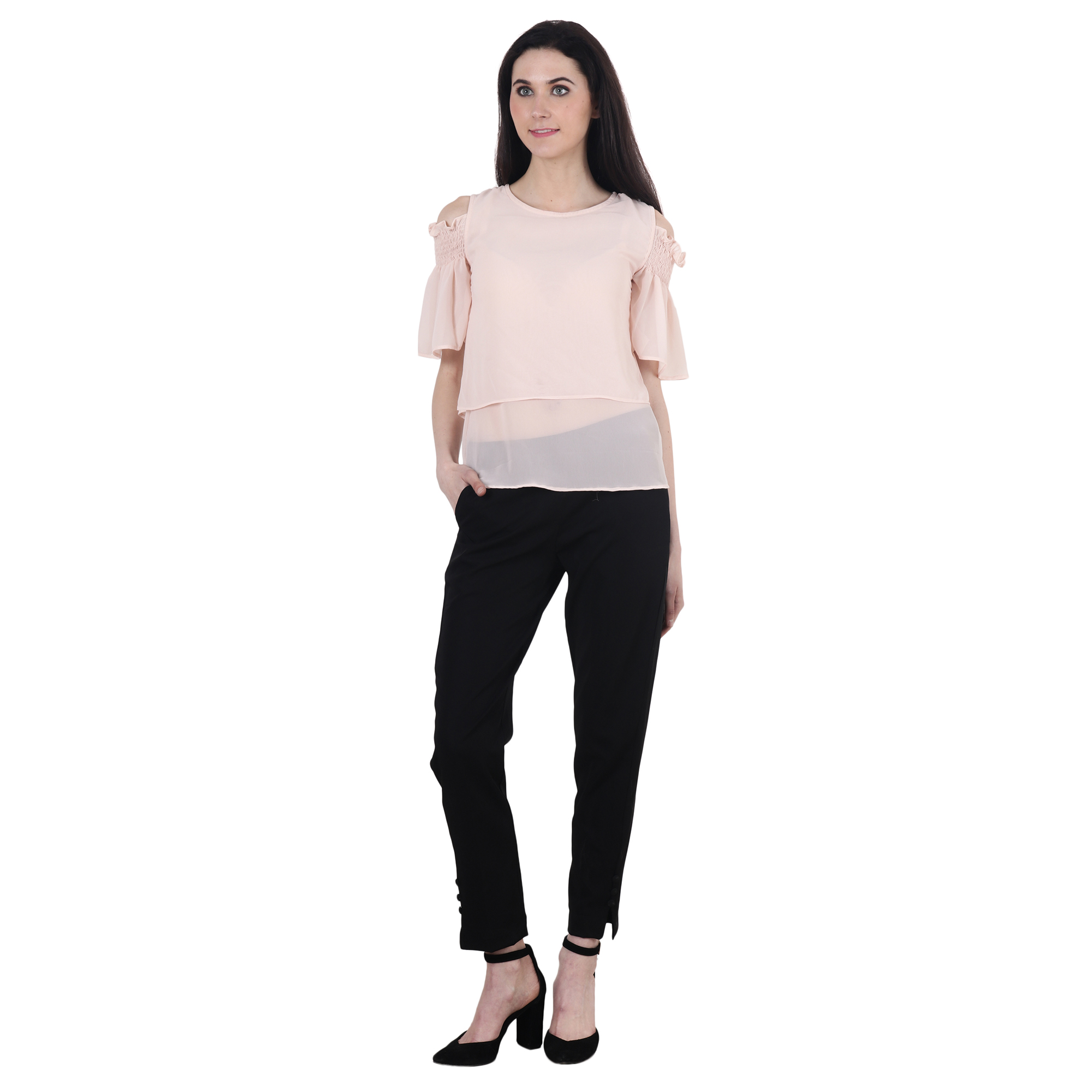 NUDE REGULAR RUFFLE ELASTIC TOP